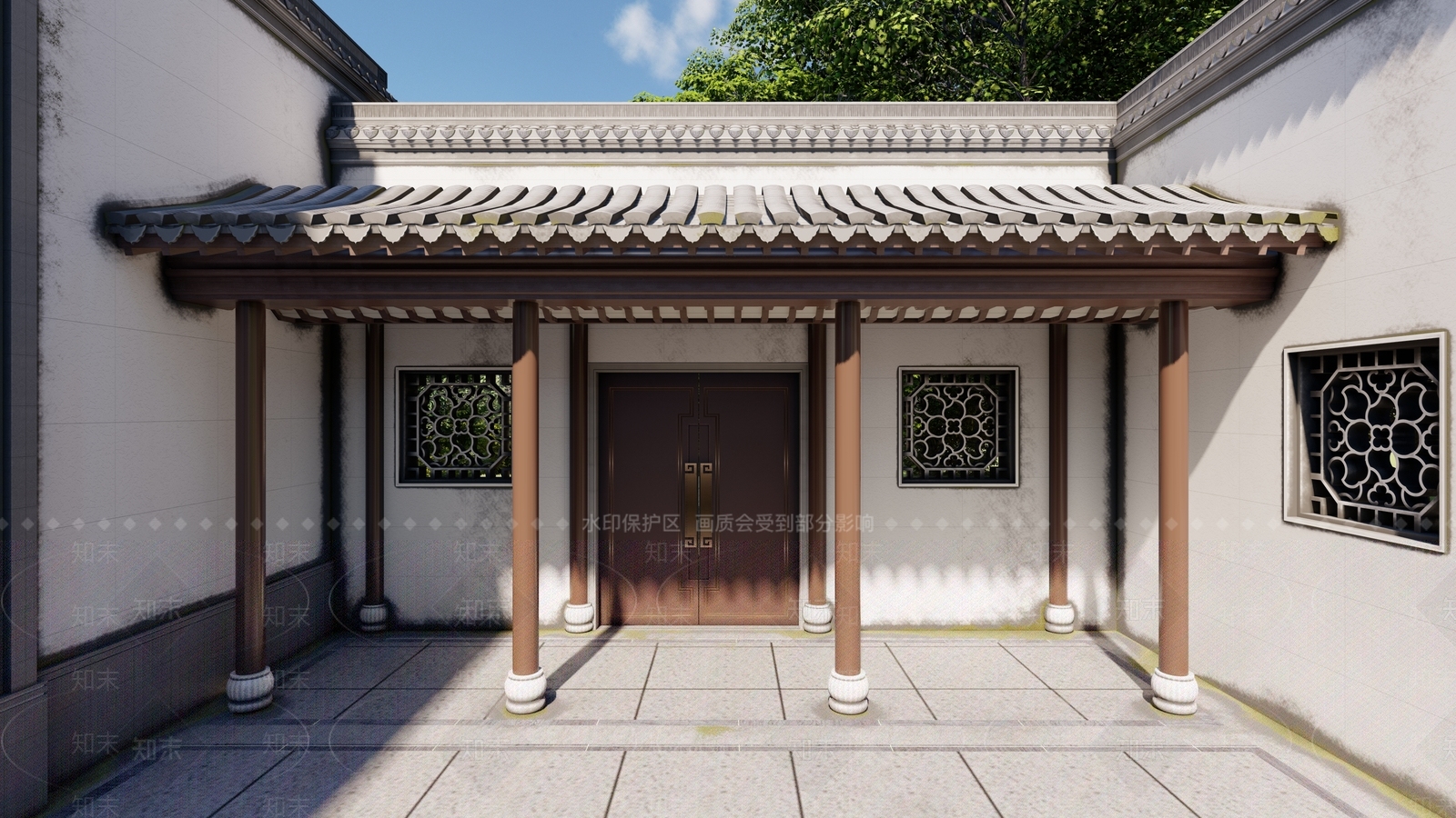 新中式中式双开门SU模型下载【ID:1192992833】