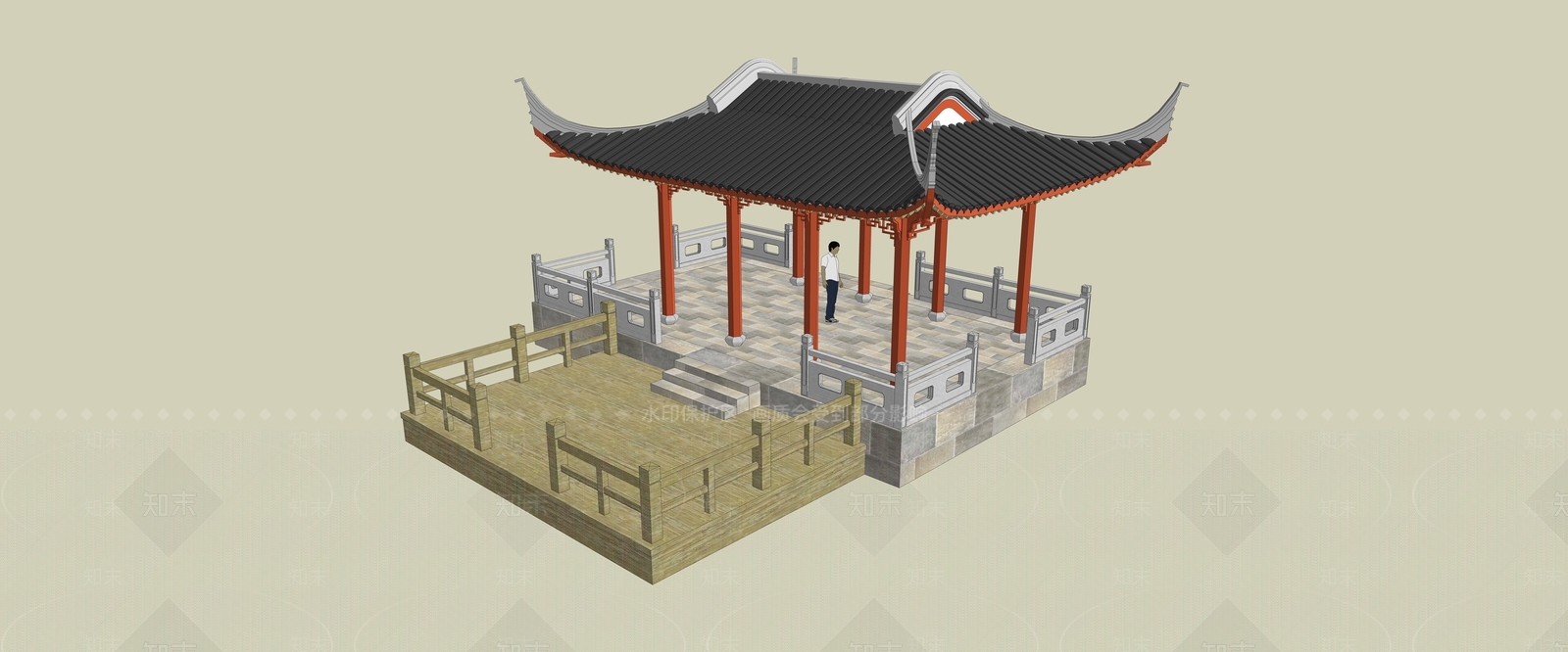 中式古建筑SU模型下载【ID:1192995452】
