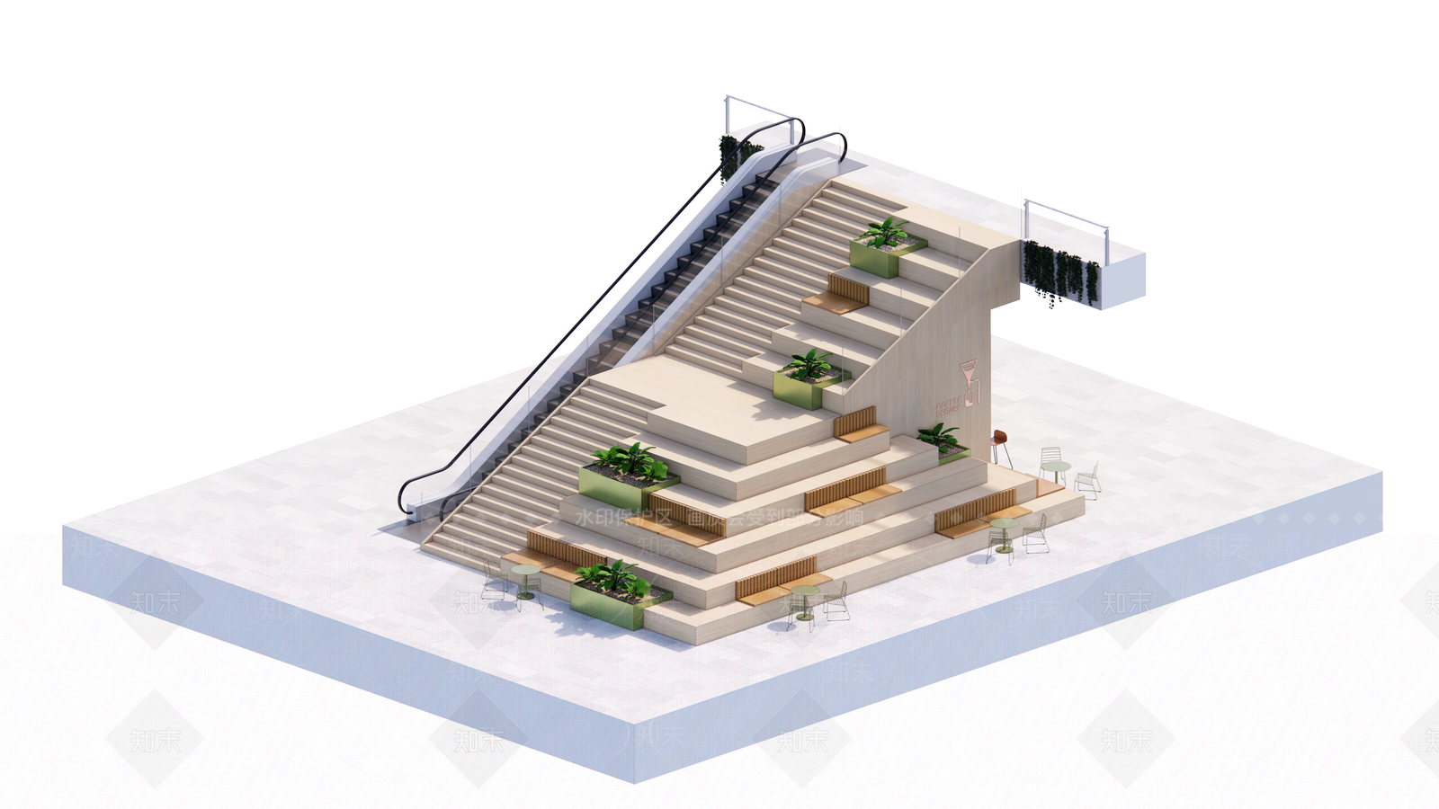 现代原木室内景观SU模型下载【ID:1192996934】