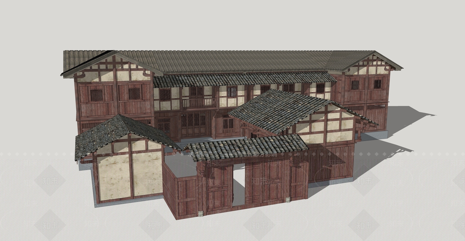 中式古建筑SU模型下载【ID:1192997866】