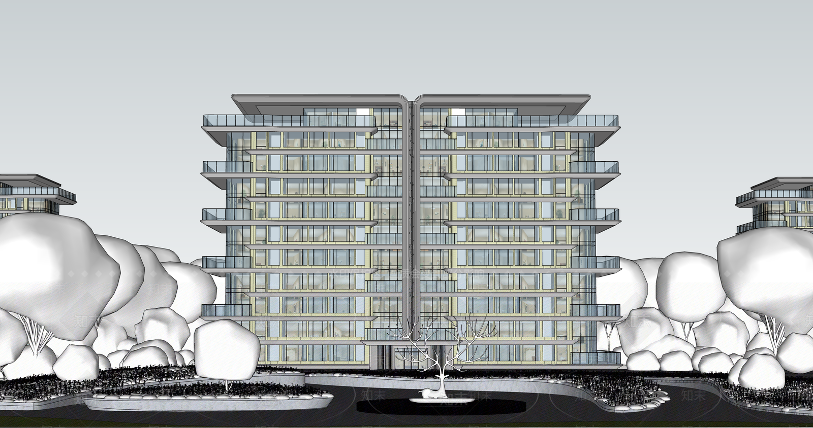 现代轻奢多层住宅SU模型下载【ID:1193000155】