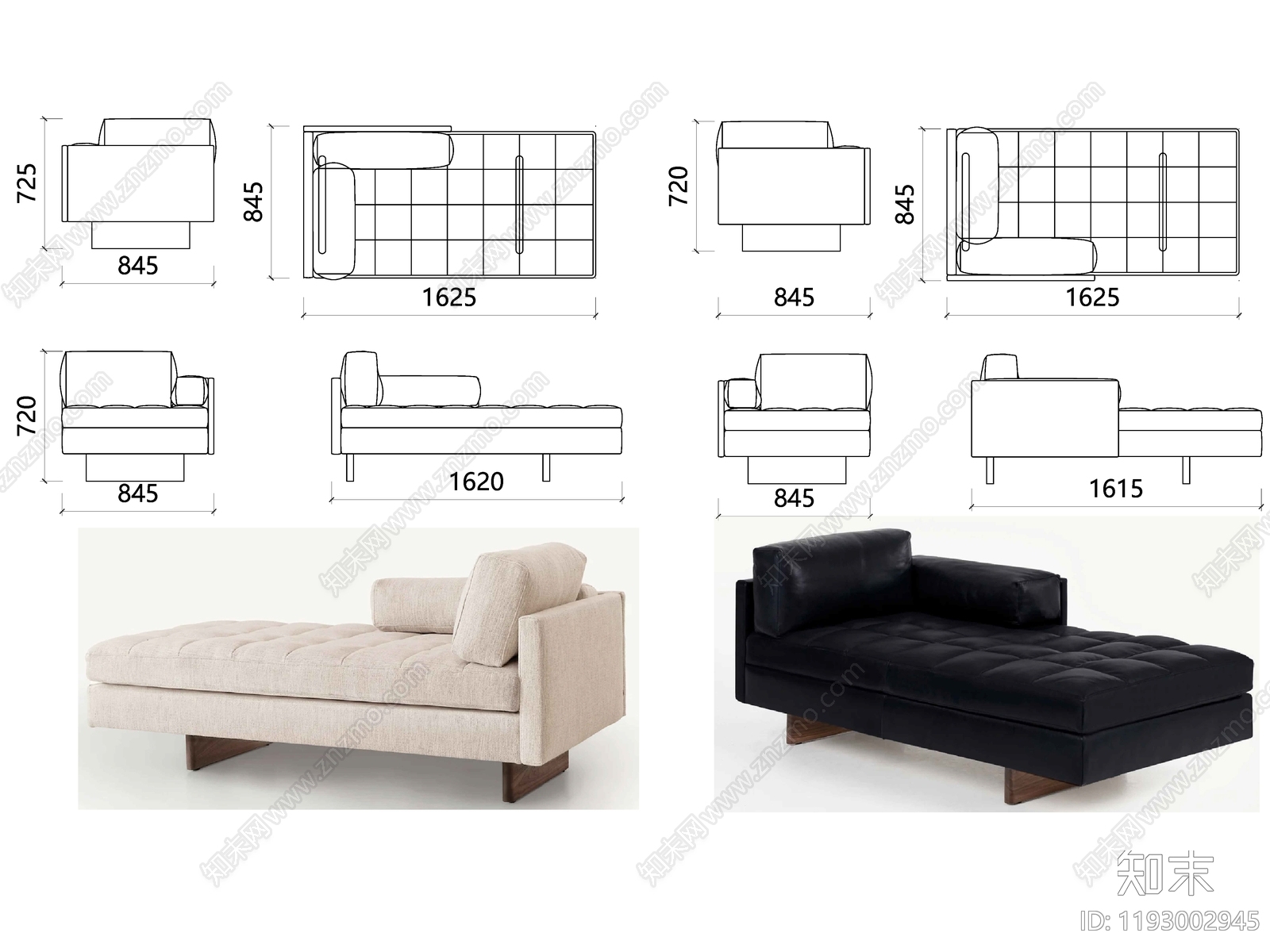现代法式沙发施工图下载【ID:1193002945】