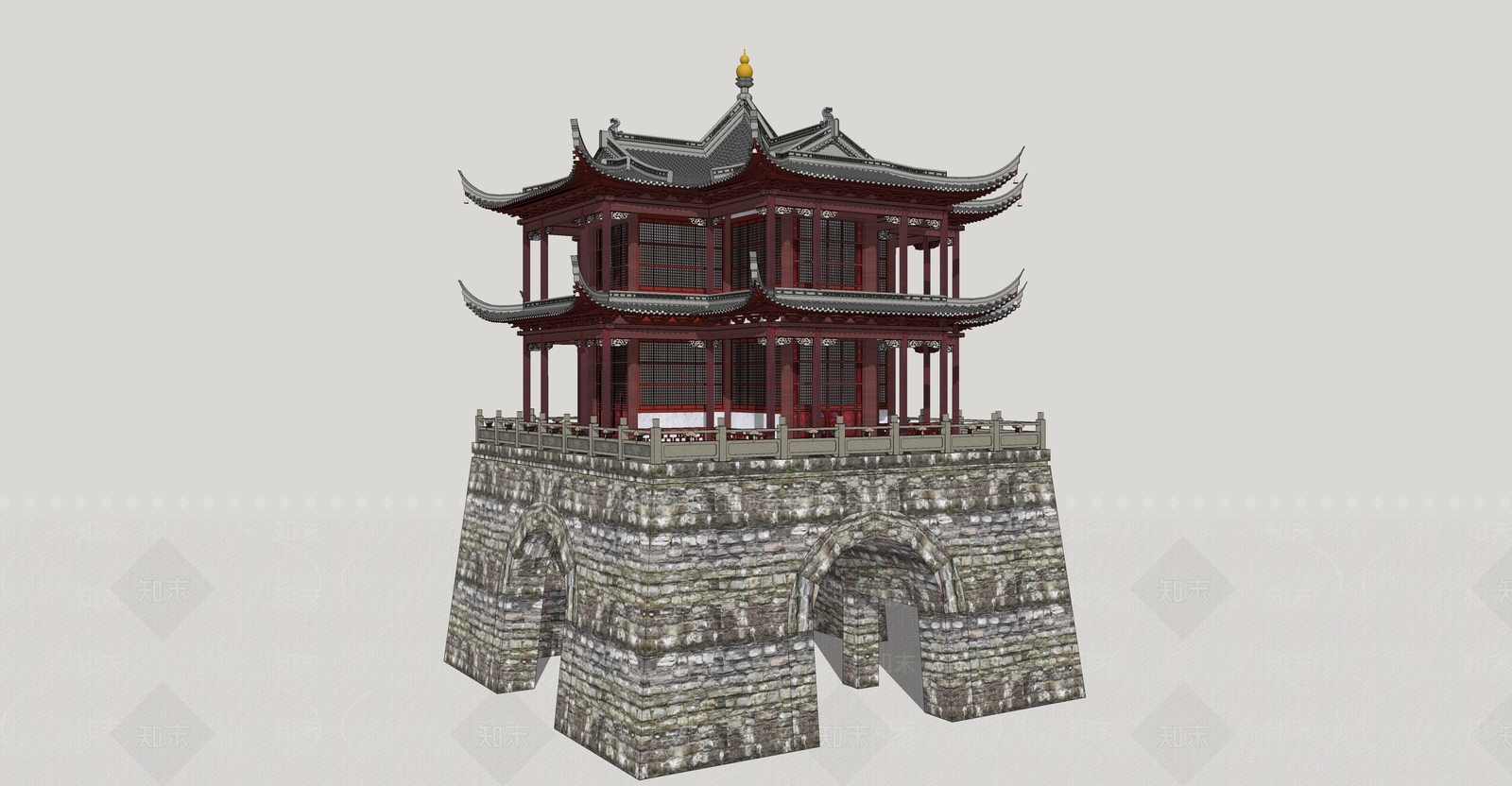 中式古建筑SU模型下载【ID:1193003177】