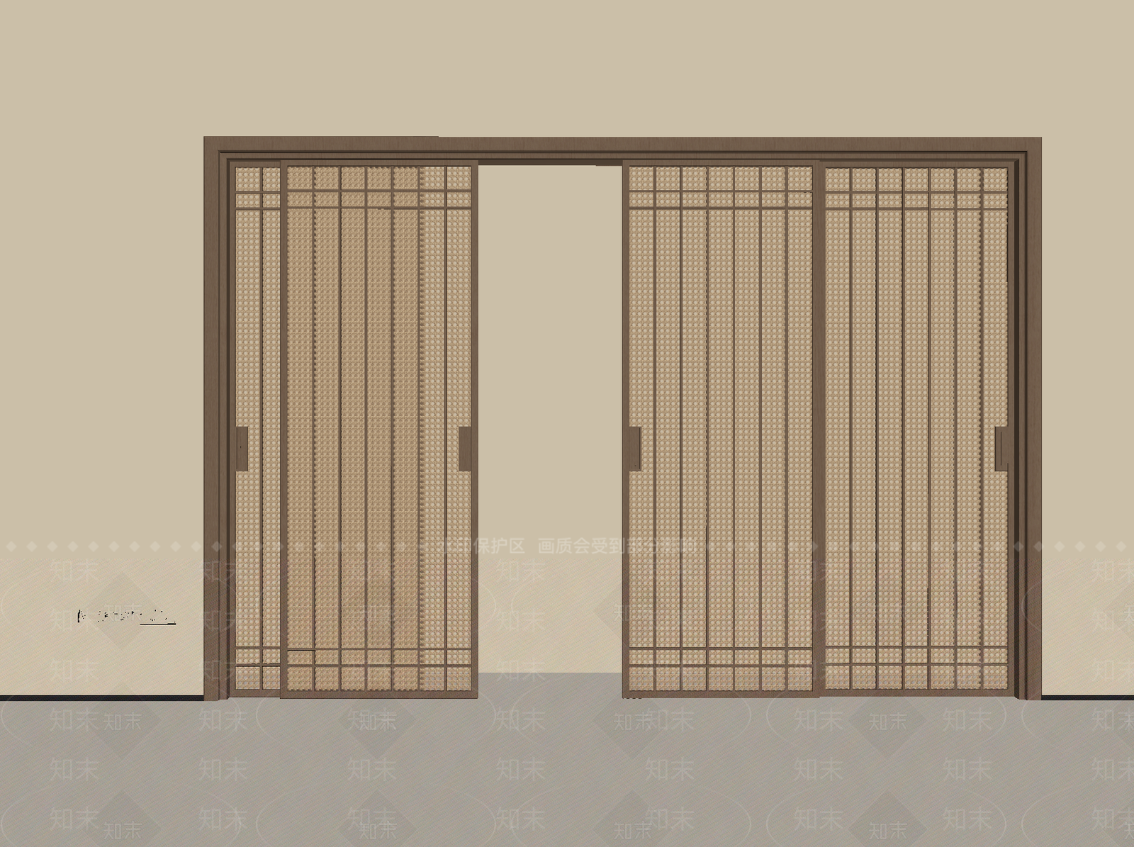 新中式推拉门SU模型下载【ID:1193005620】