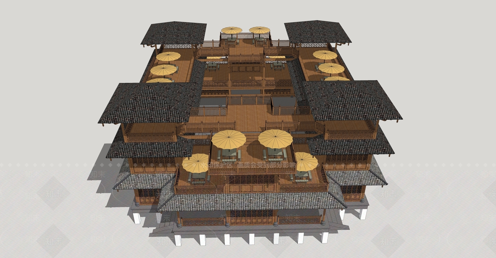 中式古建筑SU模型下载【ID:1193005802】