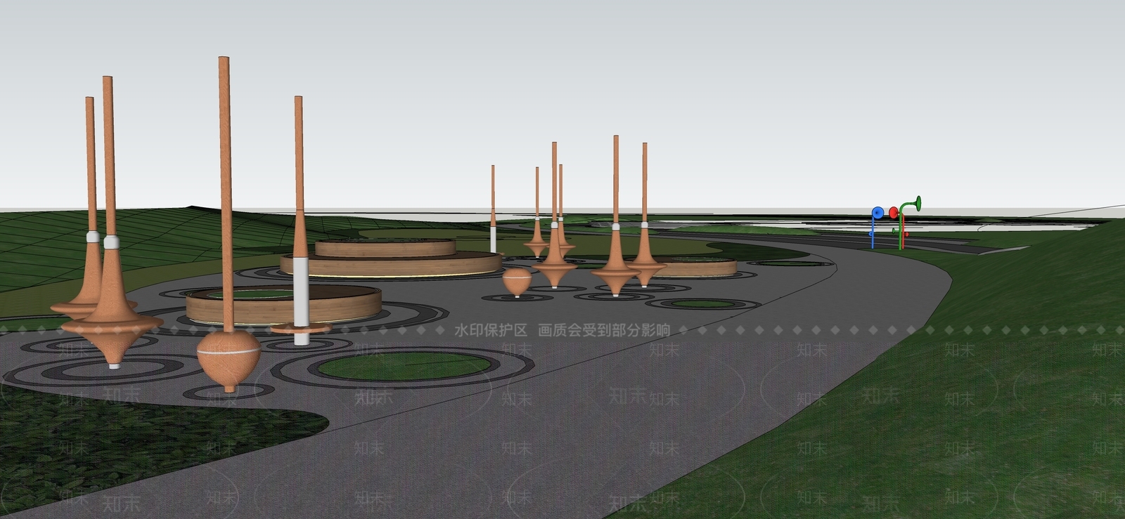 现代新中式景观公园SU模型下载【ID:1193006947】