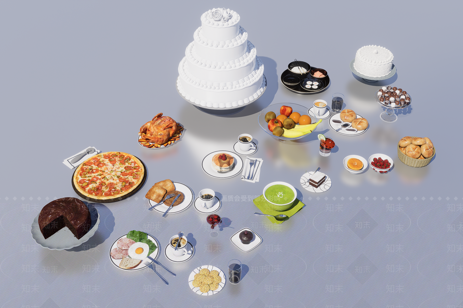 酒水食物3D模型下载【ID:1193007337】