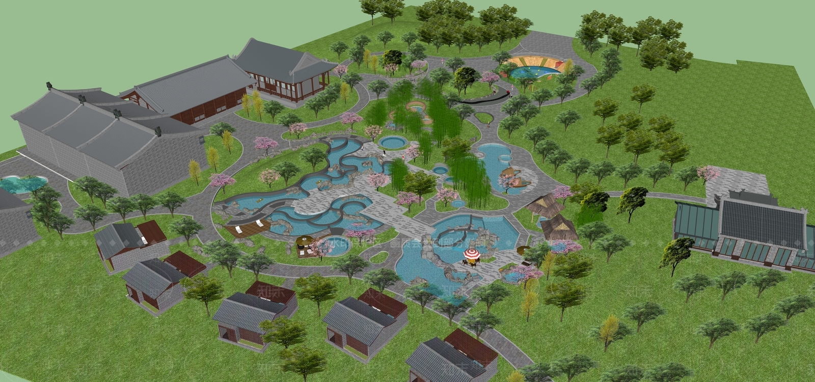 现代景观公园SU模型下载【ID:1193009816】