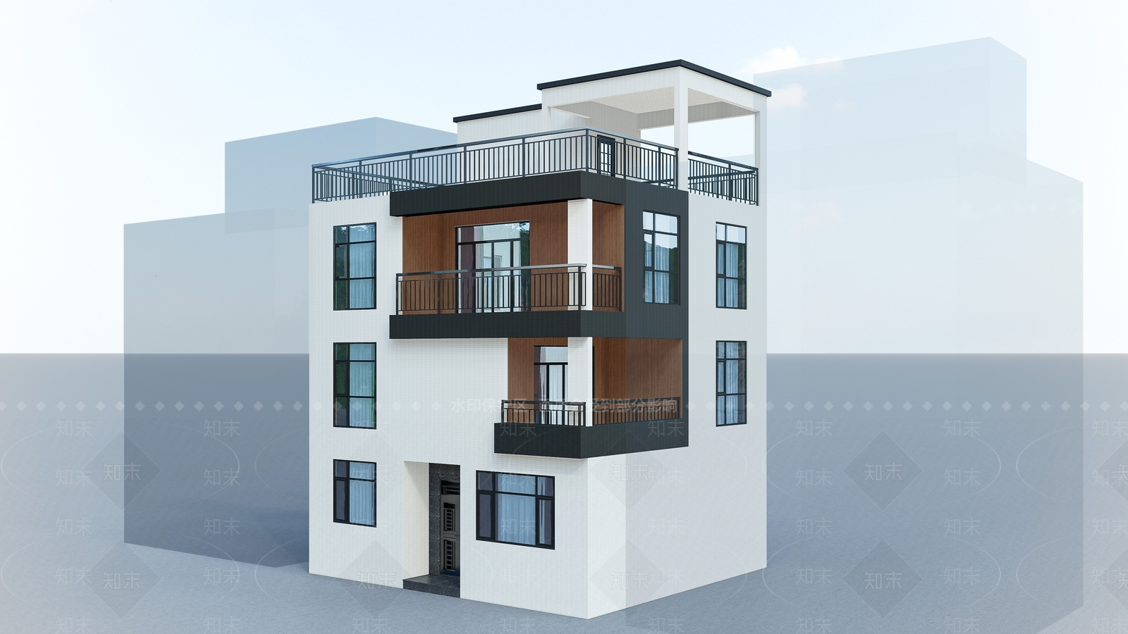 现代多层住宅SU模型下载【ID:1193010381】
