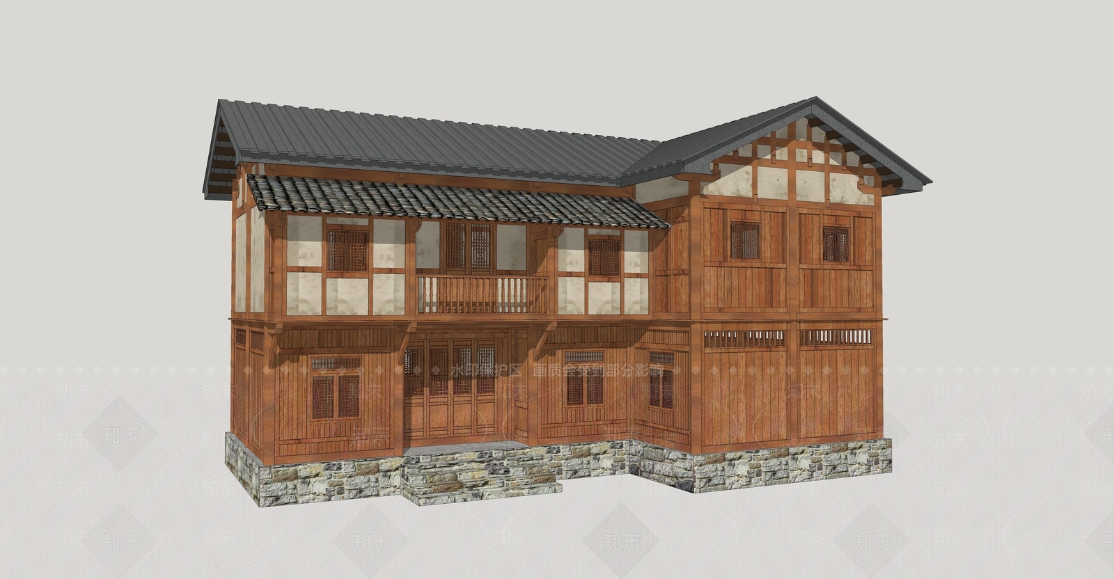 中式古建筑SU模型下载【ID:1193011284】