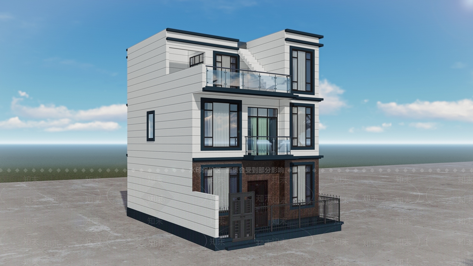 现代多层住宅SU模型下载【ID:1193011939】