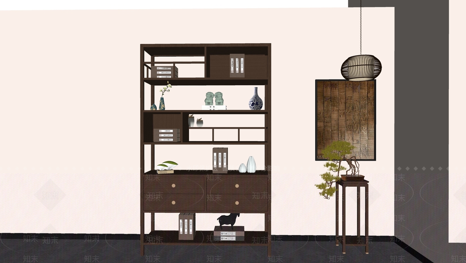 中古博古架SU模型下载【ID:1193011986】