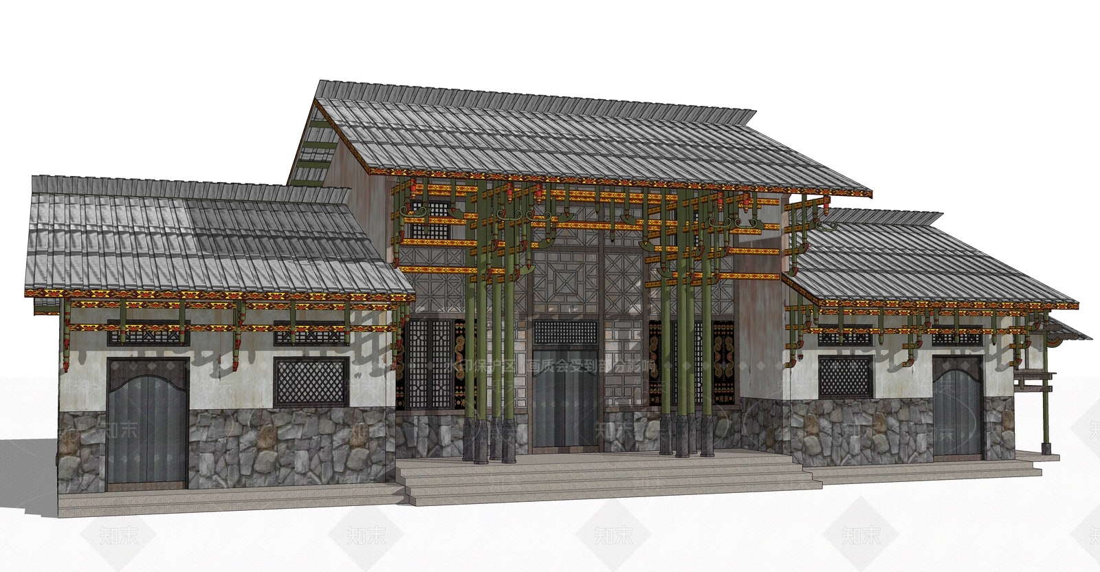 中式古建筑SU模型下载【ID:1193014787】