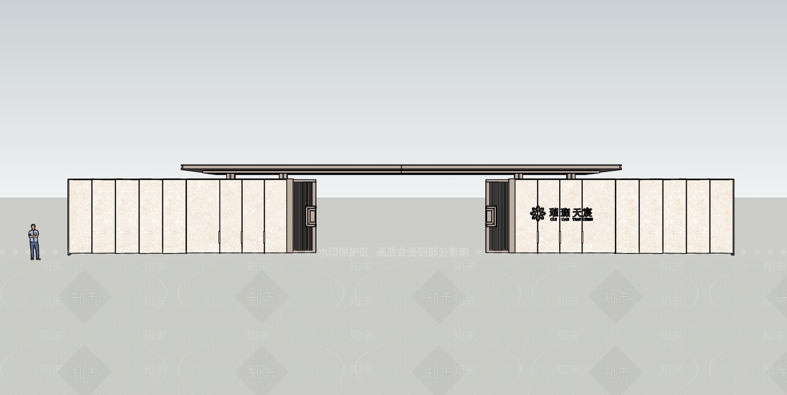 现代中式入口大门SU模型下载【ID:1193016208】
