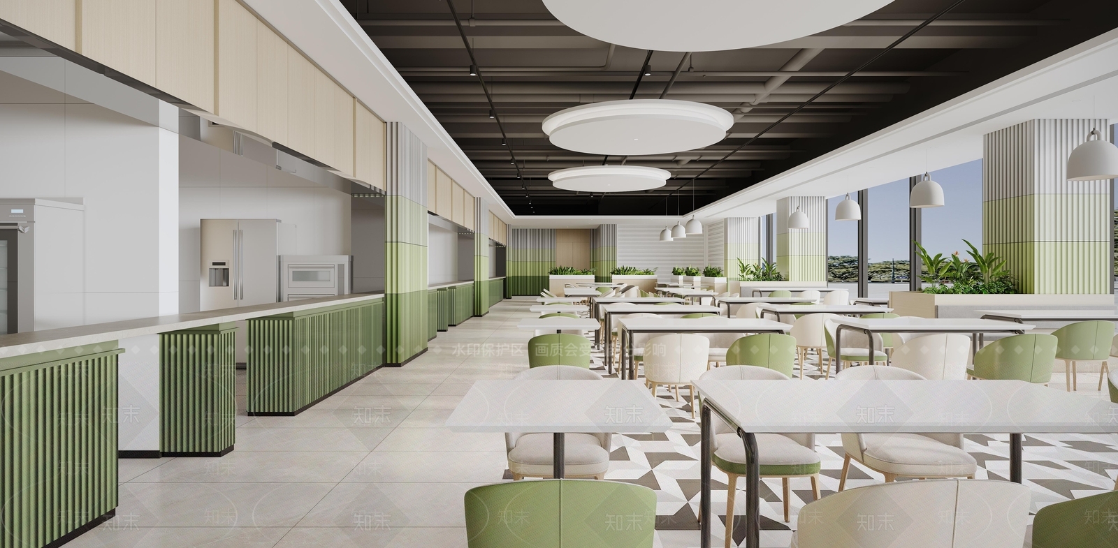 现代轻奢食堂3D模型下载【ID:1193016481】