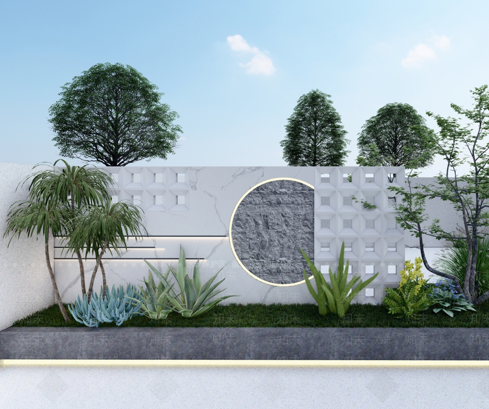 现代景墙SU模型下载【ID:1193016748】