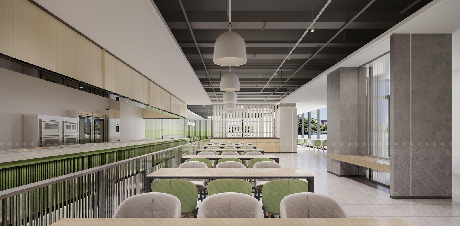 现代轻奢食堂3D模型下载【ID:1193017623】