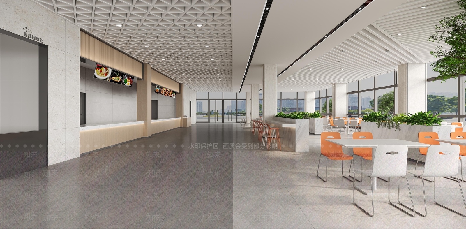 现代简约食堂3D模型下载【ID:1193017833】
