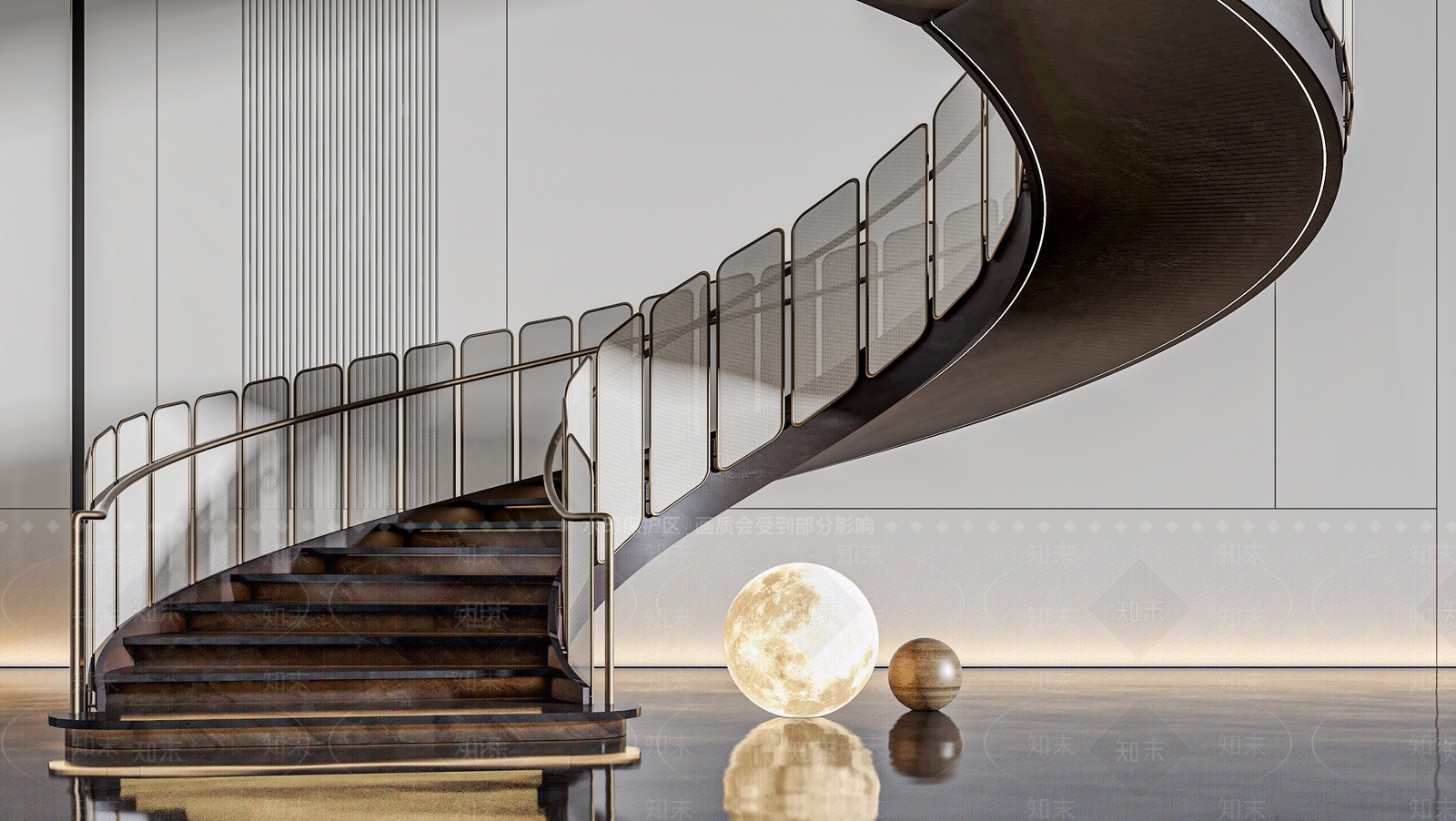 现代复古旋转楼梯SU模型下载【ID:1193019304】