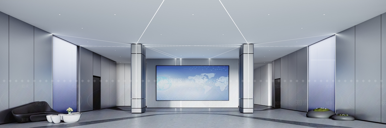 现代极简办公大厅3D模型下载【ID:1193020865】