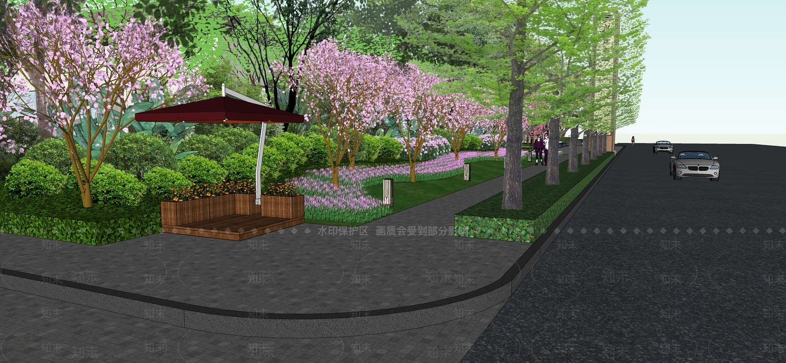 现代中式商业景观SU模型下载【ID:1193022142】