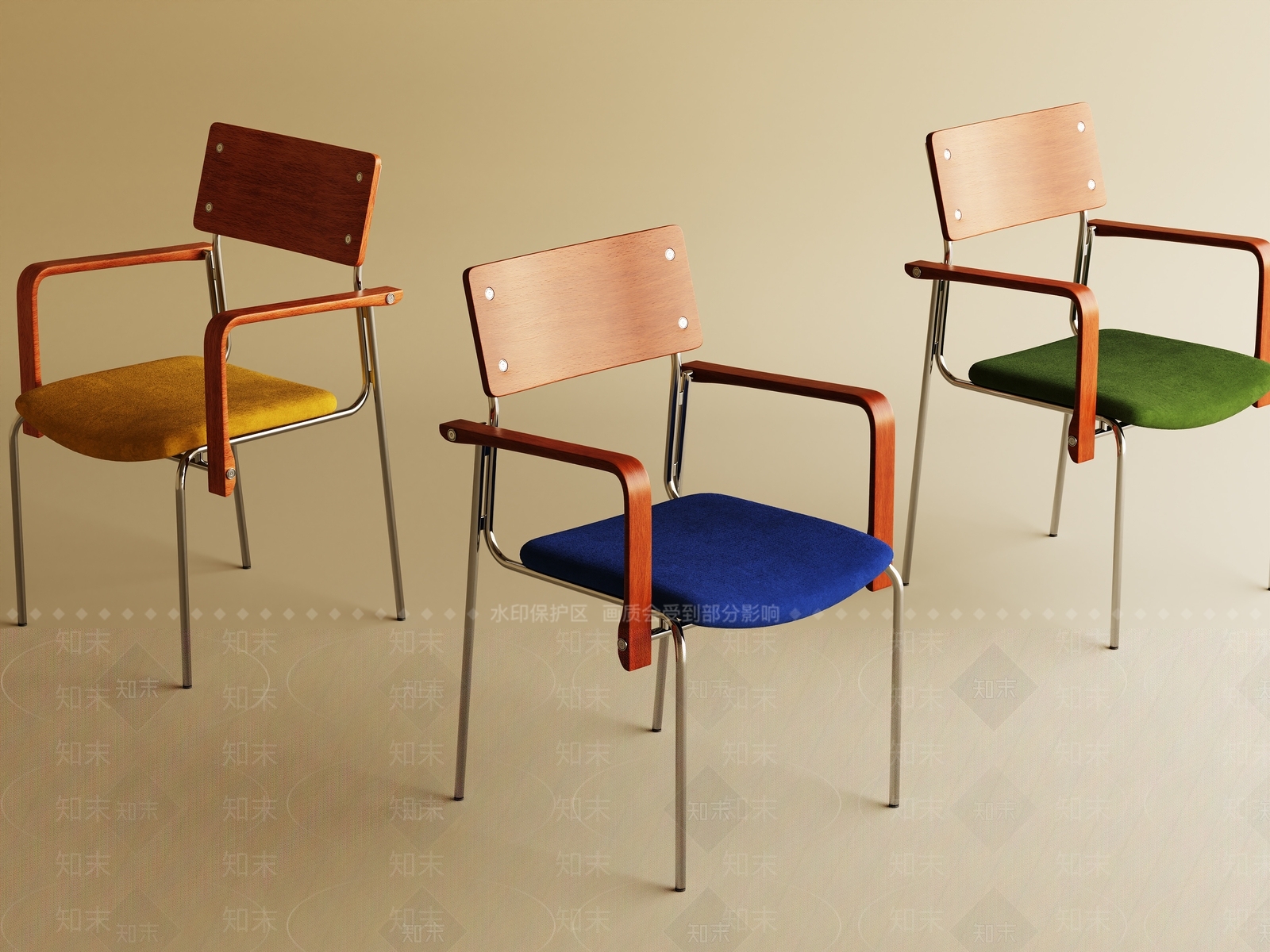 现代原木餐椅SU模型下载【ID:1193023793】