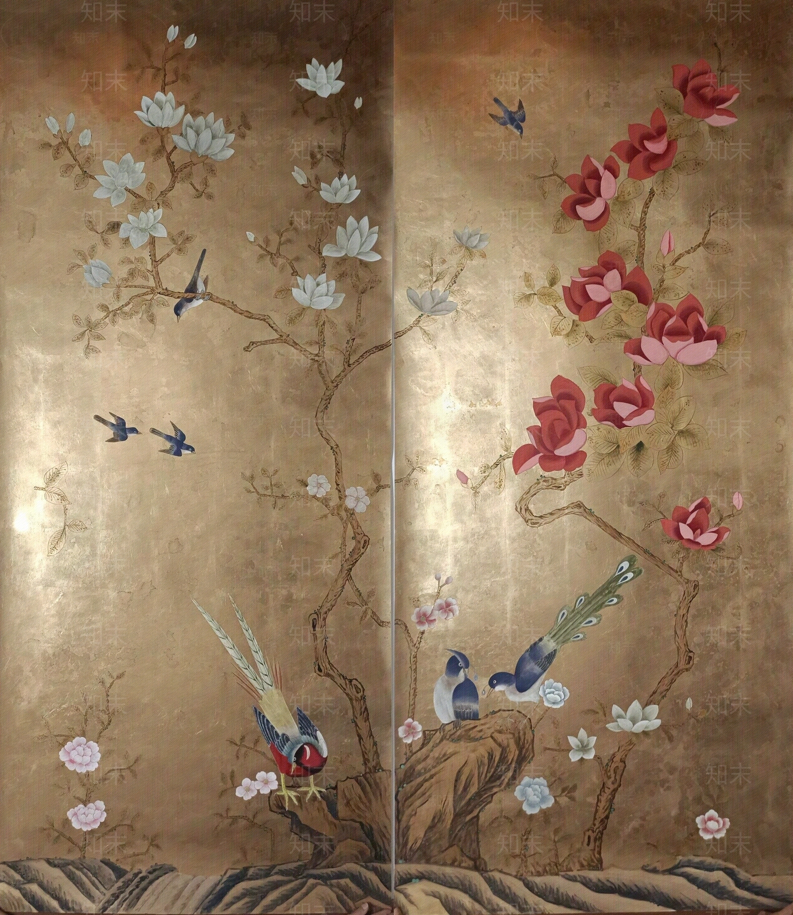 现代新中式金箔银箔贴图下载【ID:1193025924】