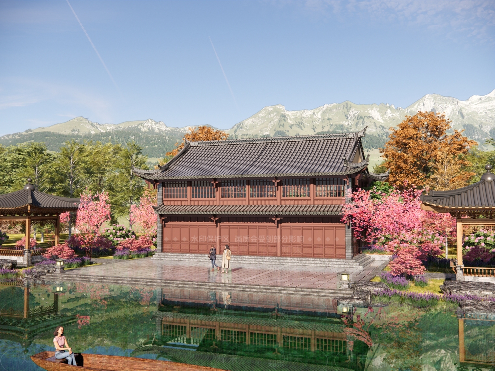 中式新中式古建筑SU模型下载【ID:1193024531】