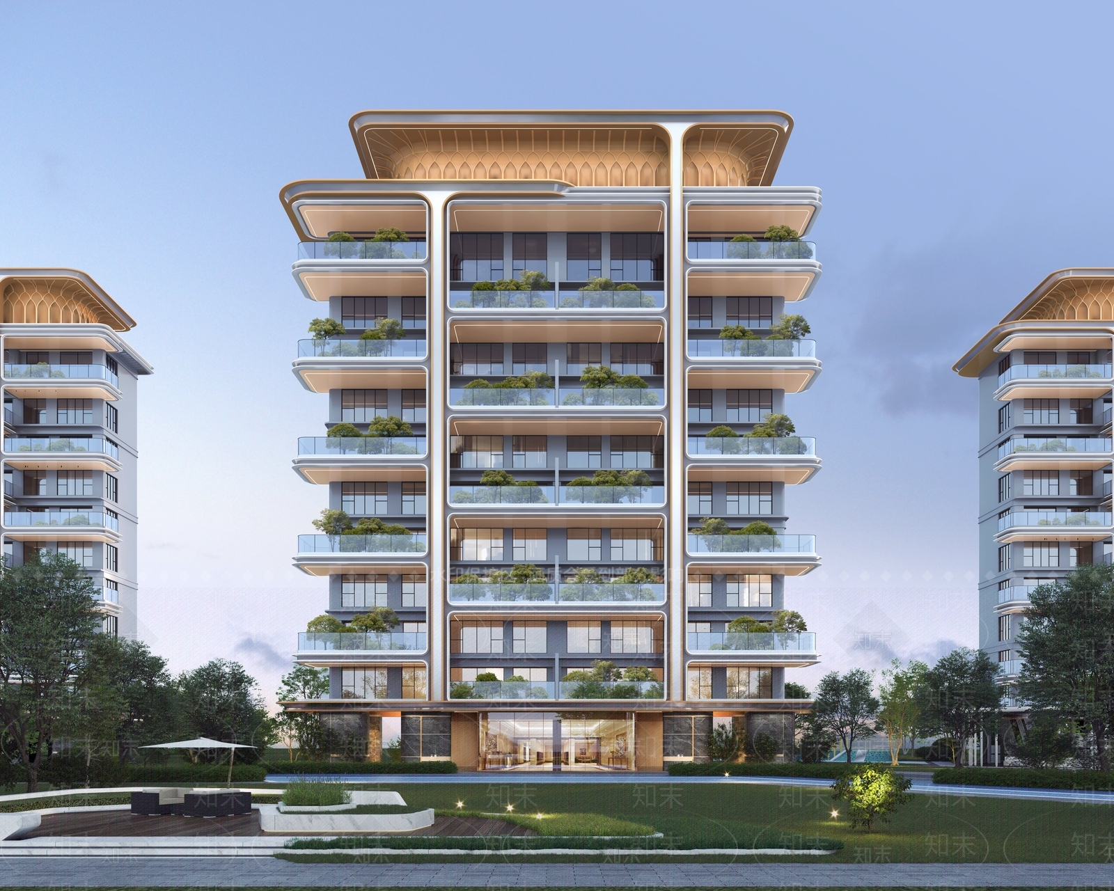 现代高层住宅SU模型下载【ID:1193025537】