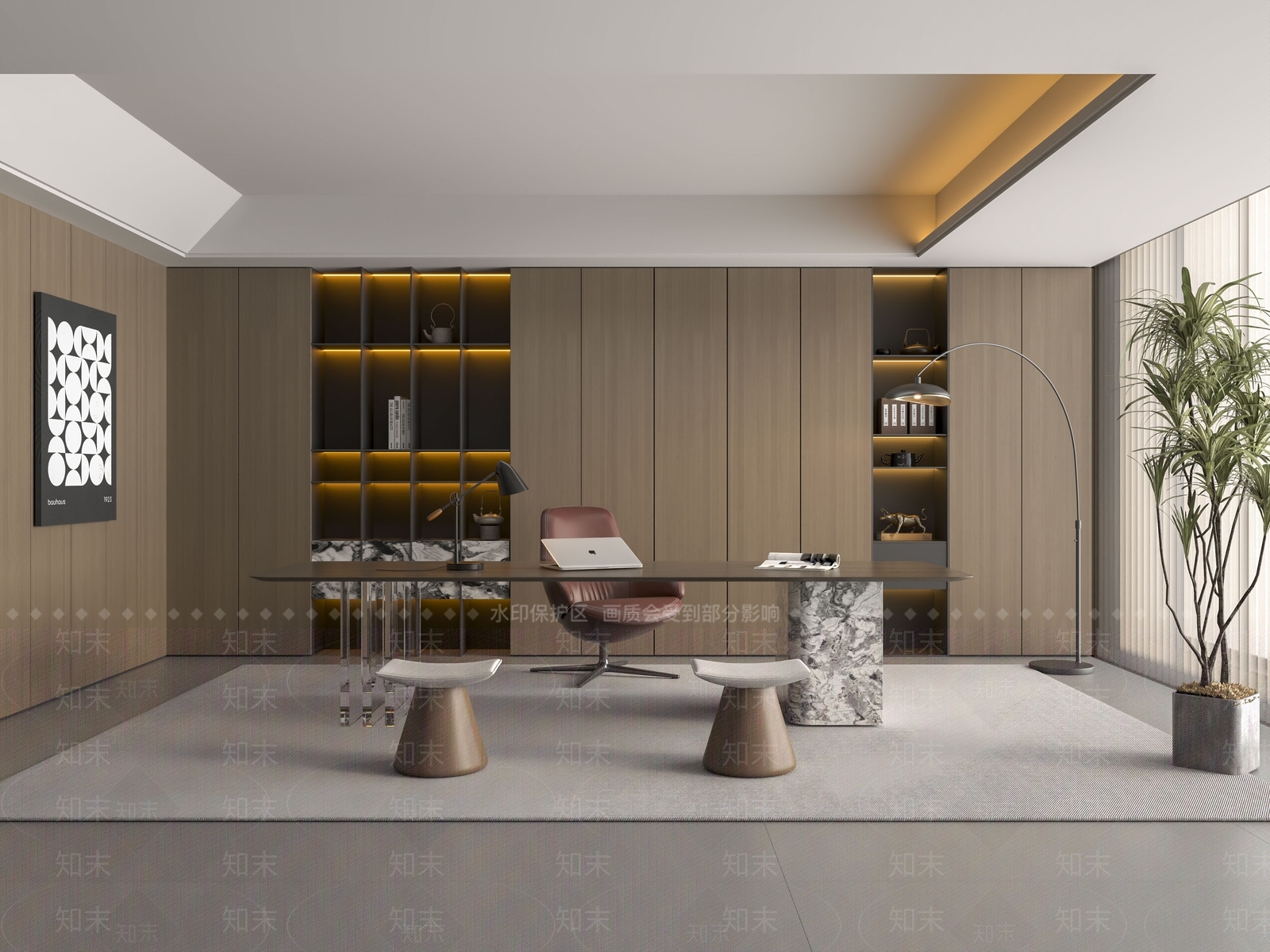 现代意式书房3D模型下载【ID:1193027245】