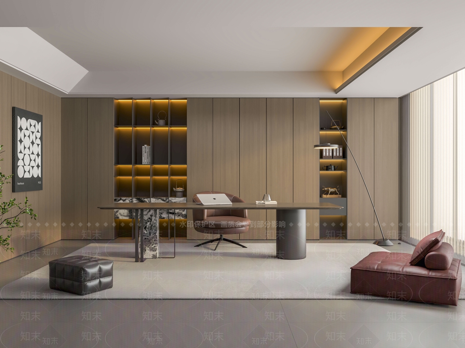 现代意式书房3D模型下载【ID:1193027594】