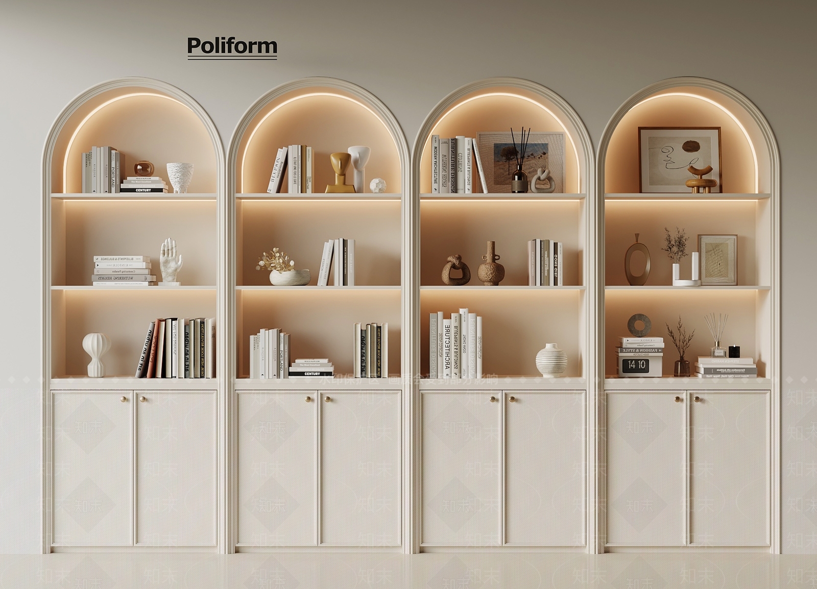 法式奶油书柜3D模型下载【ID:1193029630】