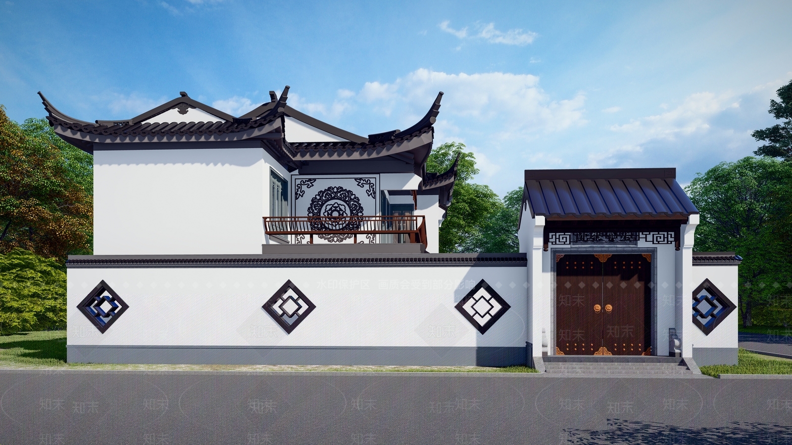 中式别墅SU模型下载【ID:1193031748】