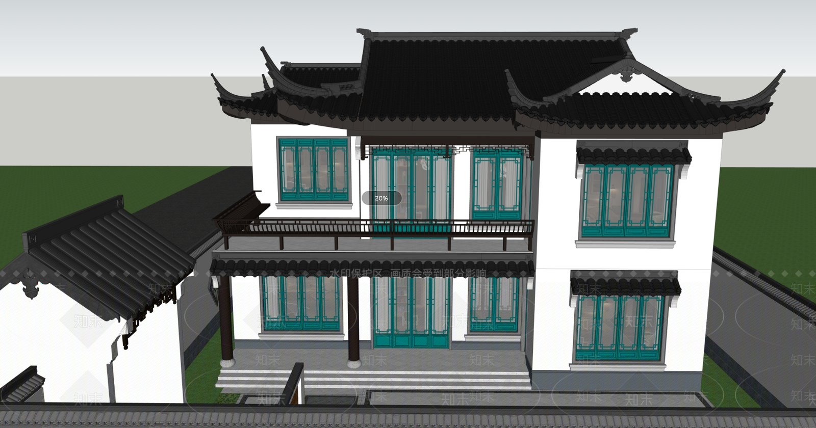 中式别墅SU模型下载【ID:1193031748】