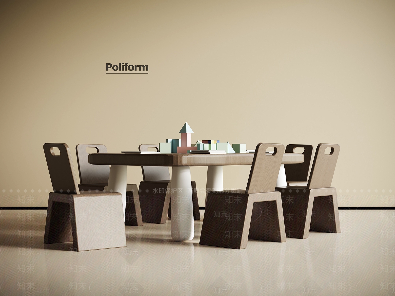 现代儿童桌椅3D模型下载【ID:1193035512】