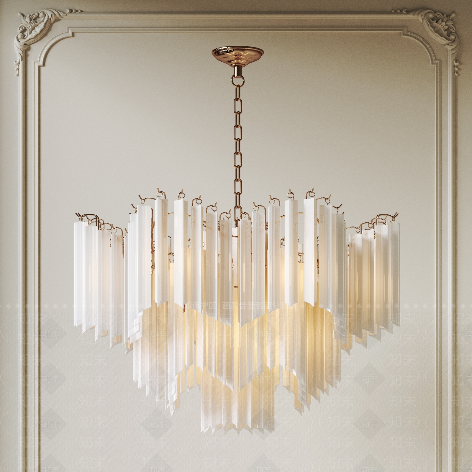 法式美式水晶吊灯3D模型下载【ID:1193038112】