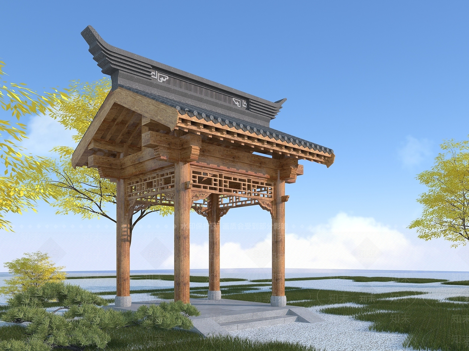 中式亭子3D模型下载【ID:1193044730】