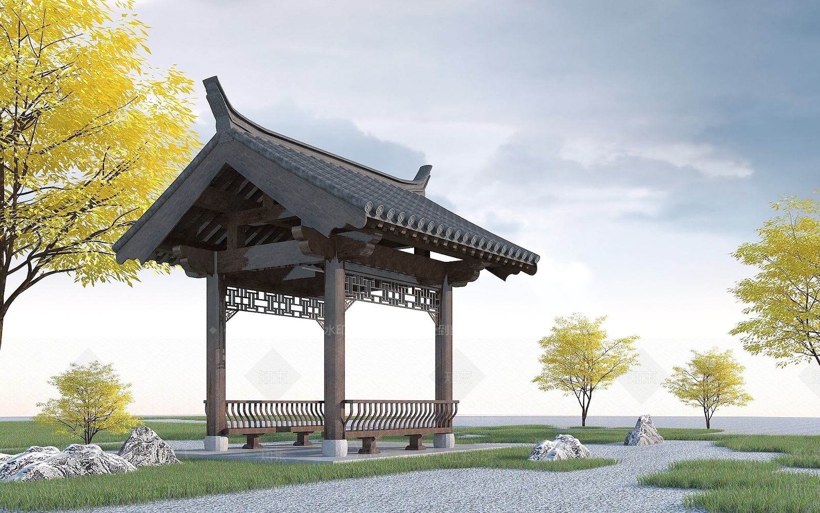 中式亭子3D模型下载【ID:1193044857】