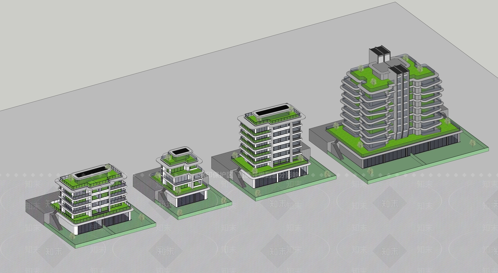 现代轻奢多层住宅SU模型下载【ID:1193048481】