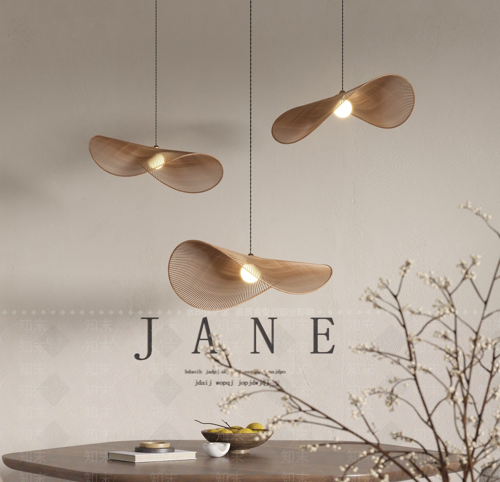 侘寂日式艺术吊灯3D模型下载【ID:1193049533】