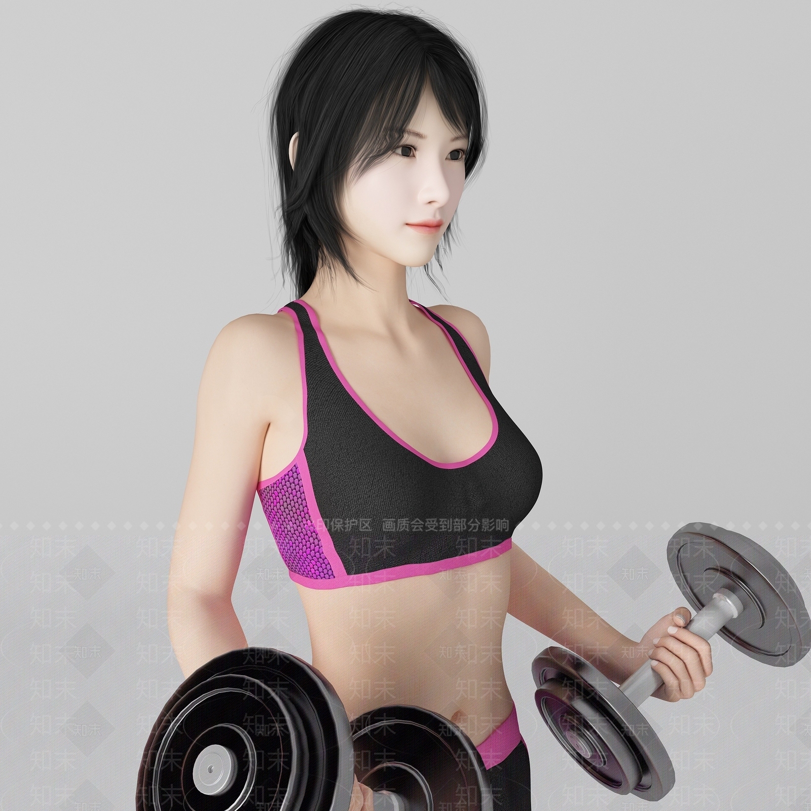 现代健身美女人物3D模型下载【ID:1193050313】