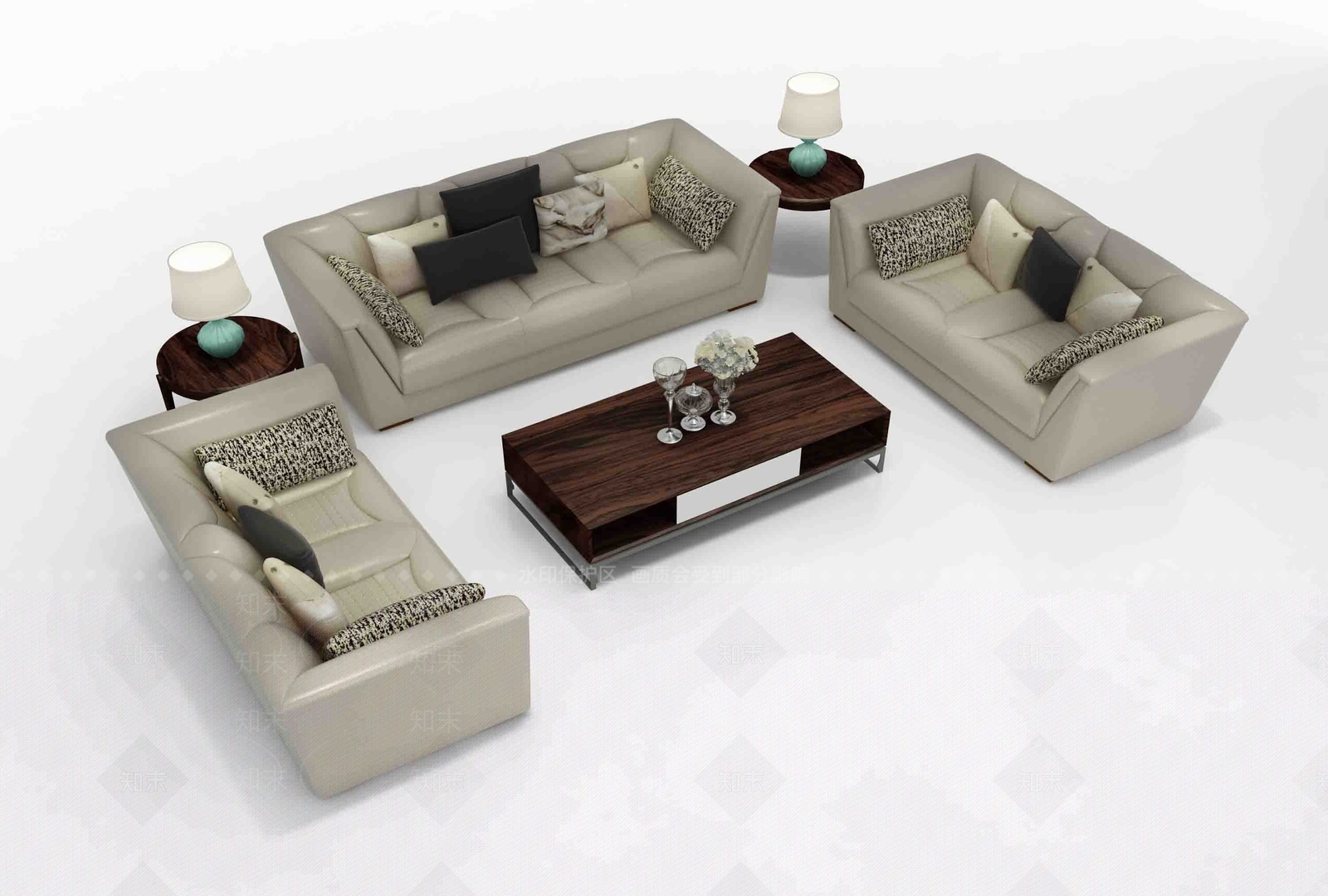 现代简欧沙发组合3D模型下载【ID:1193053981】