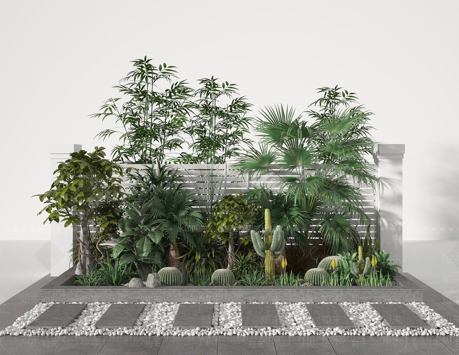 现代户外绿植花草园艺小品3D模型下载【ID:1193053881】