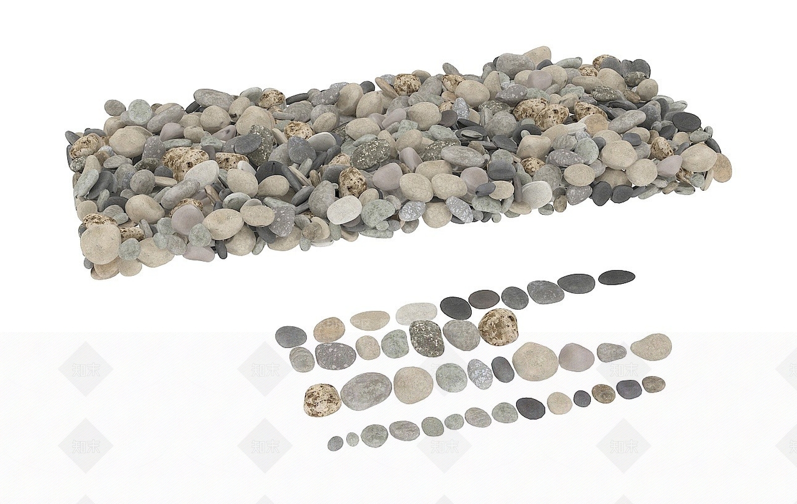 现代园林小品鹅卵石3D模型下载【ID:1193053948】