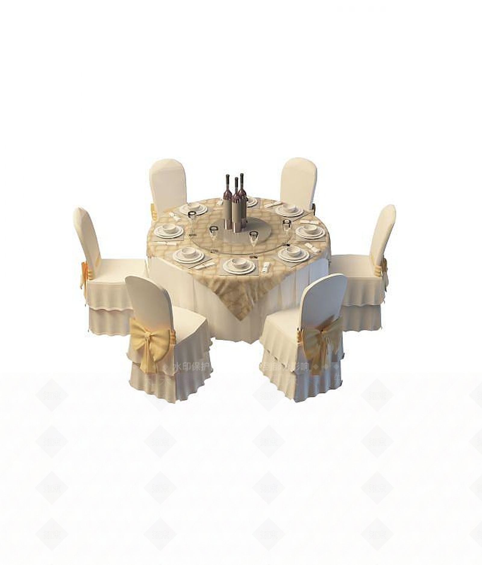 现代高档酒店桌椅3D模型下载【ID:1193054044】