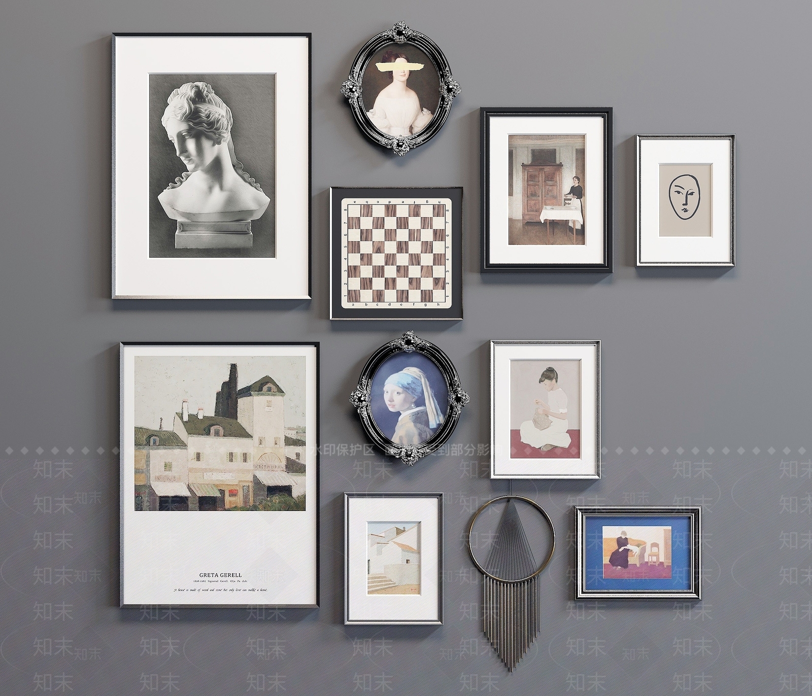 现代墙面装饰画3D模型下载【ID:1193054407】