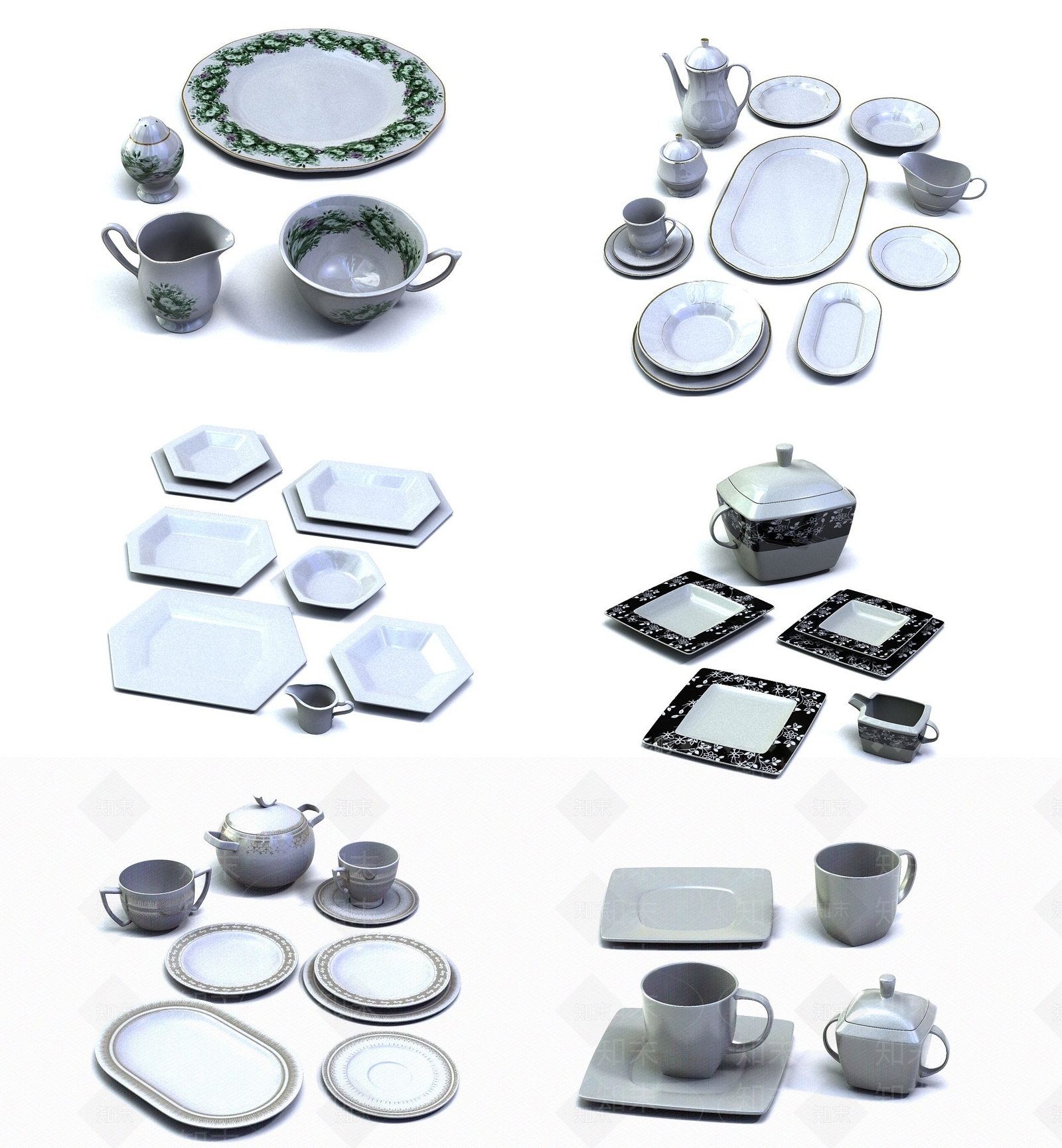 中式青花瓷盘子3D模型下载【ID:1193054639】