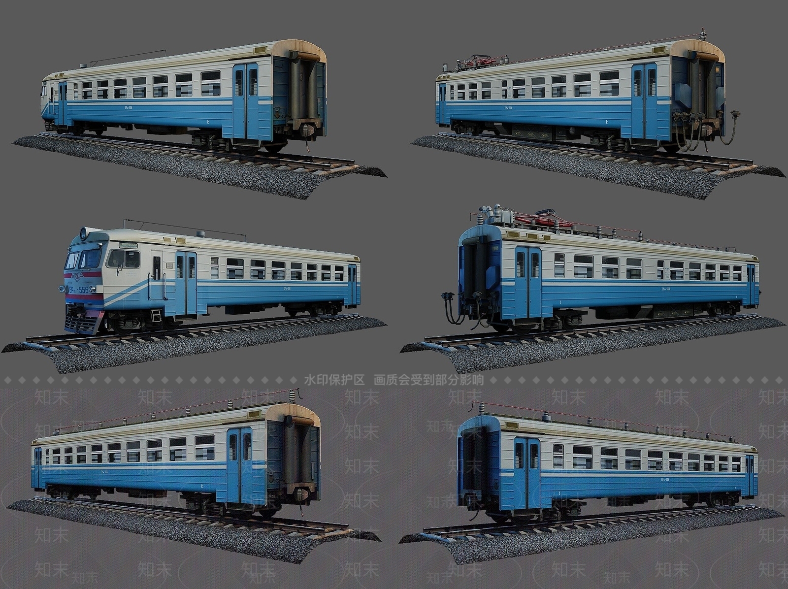 现代火车3D模型渲染效果图