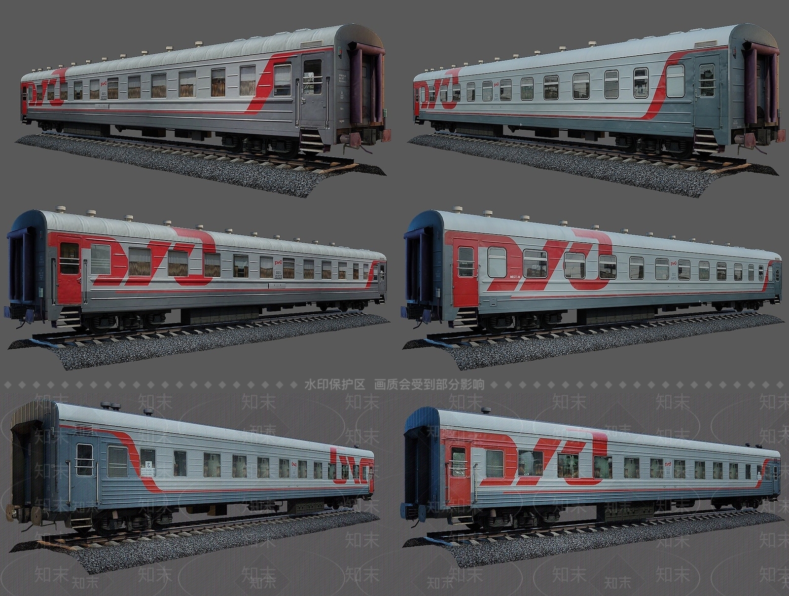 现代火车3D模型渲染效果图