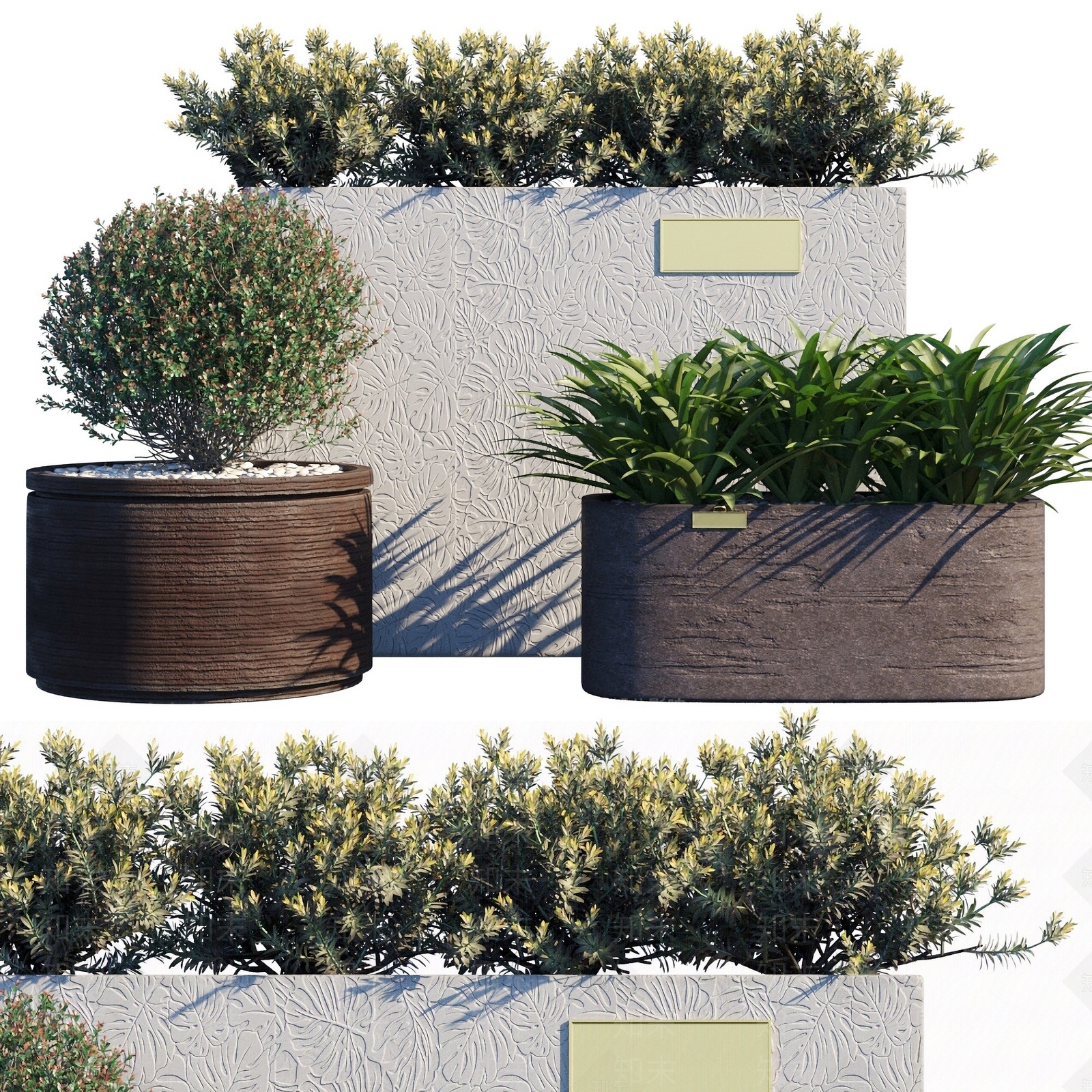 现代花坛盆栽3D模型下载【ID:1193056581】
